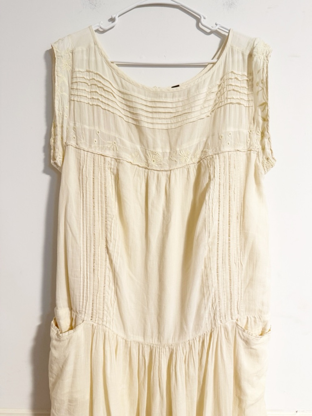 Free People Meadows Edge Maxi Dress Cream Ivory Cotton Drop Waist L - Picture 8 of 10
